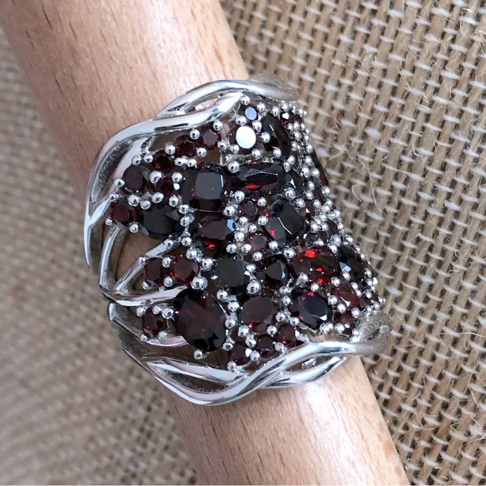 NWOT Sterling Silver Multi-shapes Garnet Ring, 8.5